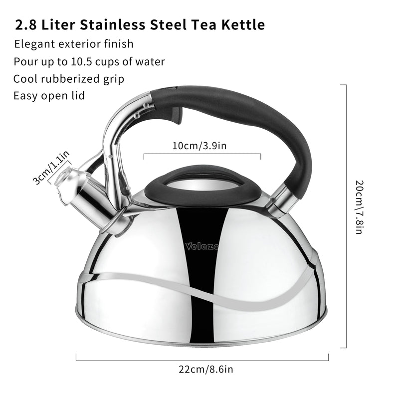 2.8L Stainless Steel Tea Kettle for Stovetop Whistling Tea Pot,Classic Design