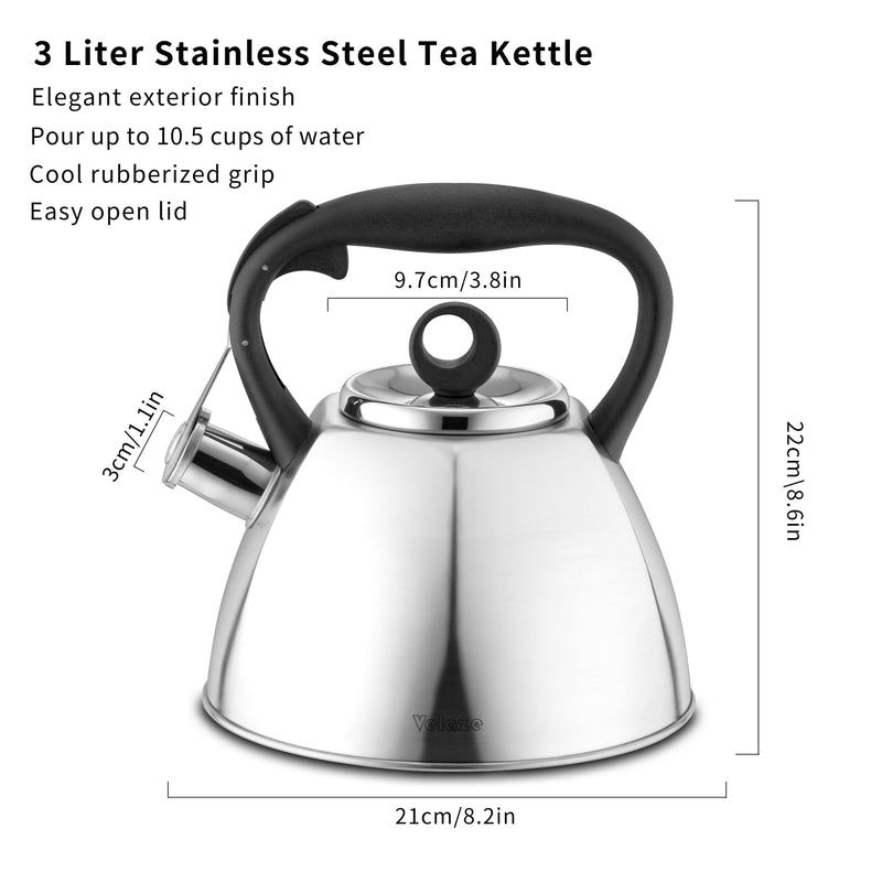 3L Stainless Steel Tea Kettle for Stovetop Whistling Tea Pot,Stovetop Kettle