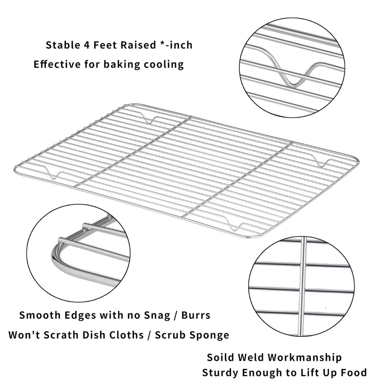 Baking Tray w/ Rack Set of 8(4 Racks),Baking Pans Stainless Steel w/ Cooling Rack