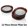 Starry Red 4/8/12-Piece Dinner Plate Set Vintage Look Ceramic