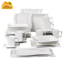 32-Piece Porcelain Dinnerware Set , Rectangular Plate