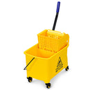 Commercial Mop Bucket Side Press Wringer on Wheels 21 Quart Yellow w/ Panel