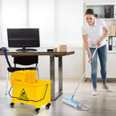 Commercial Mop Bucket Side Press Wringer on Wheels 21 Quart Yellow w/ Panel