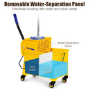 Commercial Mop Bucket Side Press Wringer on Wheels 21 Quart Yellow w/ Panel