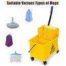 Commercial Mop Bucket Side Press Wringer on Wheels 21 Quart Yellow w/ Panel