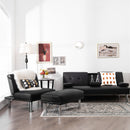 3-Piece Sectional Set Convertible Futon w/Single Sofa&Ottoman Black HW66915BK+HV10004BK+JV10015BK