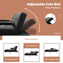 3-Piece Sectional Set Convertible Futon w/Single Sofa&Ottoman Black HW66915BK+HV10004BK+JV10015BK