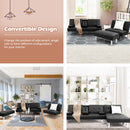 3-Piece Sectional Set Convertible Futon w/Single Sofa&Ottoman Black HW66915BK+HV10004BK+JV10015BK