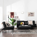 3-Piece Sectional Set Convertible Futon w/Single Sofa&Ottoman Black HW66915BK+HV10004BK+JV10015BK