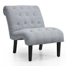 Armless Accent Chair Upholstered Tufted Lounge Chair Wood Leg Light Grey HU10004SL