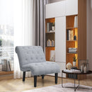 Armless Accent Chair Upholstered Tufted Lounge Chair Wood Leg Light Grey HU10004SL
