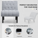 Armless Accent Chair Upholstered Tufted Lounge Chair Wood Leg Light Grey HU10004SL