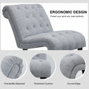 Armless Accent Chair Upholstered Tufted Lounge Chair Wood Leg Light Grey HU10004SL