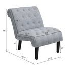 Armless Accent Chair Upholstered Tufted Lounge Chair Wood Leg Light Grey HU10004SL