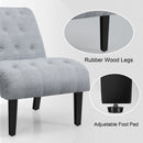 Armless Accent Chair Upholstered Tufted Lounge Chair Wood Leg Light Grey HU10004SL