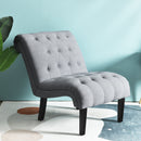 Armless Accent Chair Upholstered Tufted Lounge Chair Wood Leg Light Grey HU10004SL
