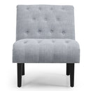 Armless Accent Chair Upholstered Tufted Lounge Chair Wood Leg Light Grey HU10004SL
