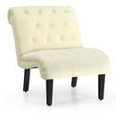Armless Accent Chair Modern Upholstered Tufted Lounge Chair Beige HU10004BE