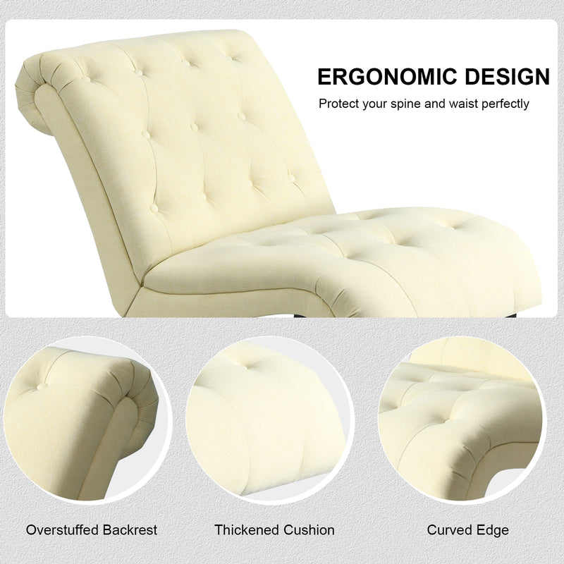 Armless Accent Chair Modern Upholstered Tufted Lounge Chair Beige HU10004BE