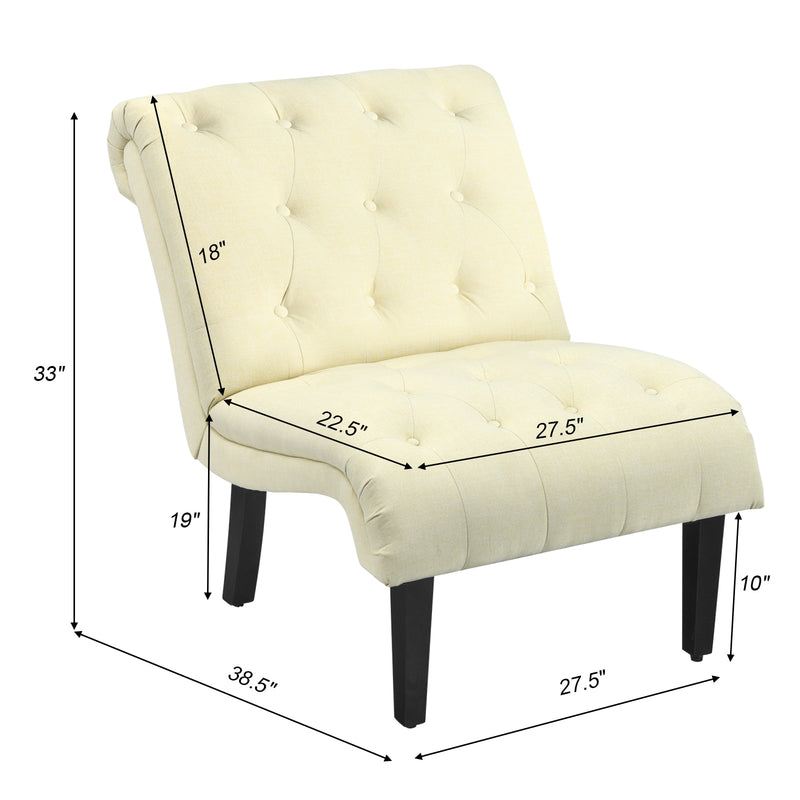 Armless Accent Chair Modern Upholstered Tufted Lounge Chair Beige HU10004BE