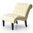 Armless Accent Chair Modern Upholstered Tufted Lounge Chair Beige HU10004BE