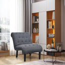 Armless Accent Chair Upholstered Tufted Lounge Chair Wood Legs Dark Grey HU10004GR
