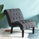 Armless Accent Chair Upholstered Tufted Lounge Chair Wood Legs Dark Grey HU10004GR