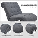 Armless Accent Chair Upholstered Tufted Lounge Chair Wood Legs Dark Grey HU10004GR