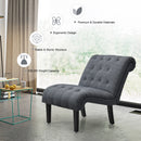 Armless Accent Chair Upholstered Tufted Lounge Chair Wood Legs Dark Grey HU10004GR