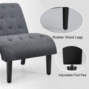 Armless Accent Chair Upholstered Tufted Lounge Chair Wood Legs Dark Grey HU10004GR