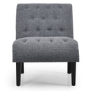 Armless Accent Chair Upholstered Tufted Lounge Chair Wood Legs Dark Grey HU10004GR