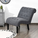 Armless Accent Chair Upholstered Tufted Lounge Chair Wood Legs Dark Grey HU10004GR