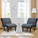 Armless Accent Chair Upholstered Tufted Lounge Chair Wood Legs Dark Grey HU10004GR