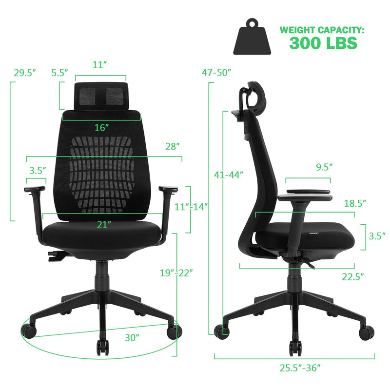 High Back Mesh Office Chair Swivel Reclining Task Chair w/Clothes Hanger HW67586
