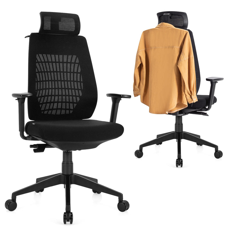 High Back Mesh Office Chair Swivel Reclining Task Chair w/Clothes Hanger HW67586