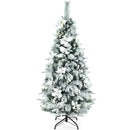 5ft Snow Flocked Christmas Pencil Tree w/ Berries & Poinsettia Flowers CM23500
