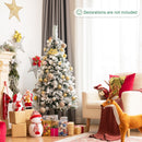 5ft Snow Flocked Christmas Pencil Tree w/ Berries & Poinsettia Flowers CM23500
