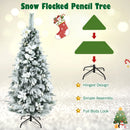 5ft Snow Flocked Christmas Pencil Tree w/ Berries & Poinsettia Flowers CM23500