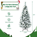 5ft Snow Flocked Christmas Pencil Tree w/ Berries & Poinsettia Flowers CM23500