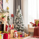 5ft Snow Flocked Christmas Pencil Tree w/ Berries & Poinsettia Flowers CM23500