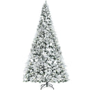 8ft Snow Flocked Hinged Christmas Tree w/ Berries & Poinsettia Flowers CM23507