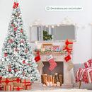 8ft Snow Flocked Hinged Christmas Tree w/ Berries & Poinsettia Flowers CM23507