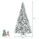 8ft Snow Flocked Hinged Christmas Tree w/ Berries & Poinsettia Flowers CM23507