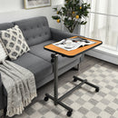 Overbed Rolling Table Over Bed Laptop Food Tray Desk Tilting Top Natural  HW66937NA