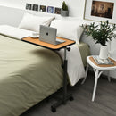 Overbed Rolling Table Over Bed Laptop Food Tray Desk Tilting Top Natural  HW66937NA
