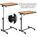 Overbed Rolling Table Over Bed Laptop Food Tray Desk Tilting Top Natural  HW66937NA