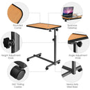 Overbed Rolling Table Over Bed Laptop Food Tray Desk Tilting Top Natural  HW66937NA