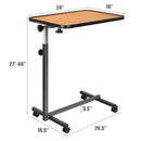 Overbed Rolling Table Over Bed Laptop Food Tray Desk Tilting Top Natural  HW66937NA