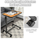 Overbed Rolling Table Over Bed Laptop Food Tray Desk Tilting Top Natural  HW66937NA