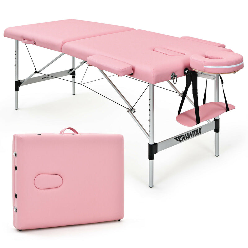 84"L Portable Massage Table Adjustable Salon Spa Bed w/ Carry Case Pink